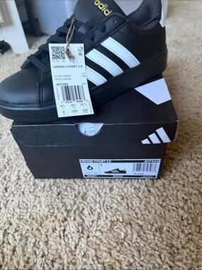 adidas Grand Court 2.0 Black with White Stripes
